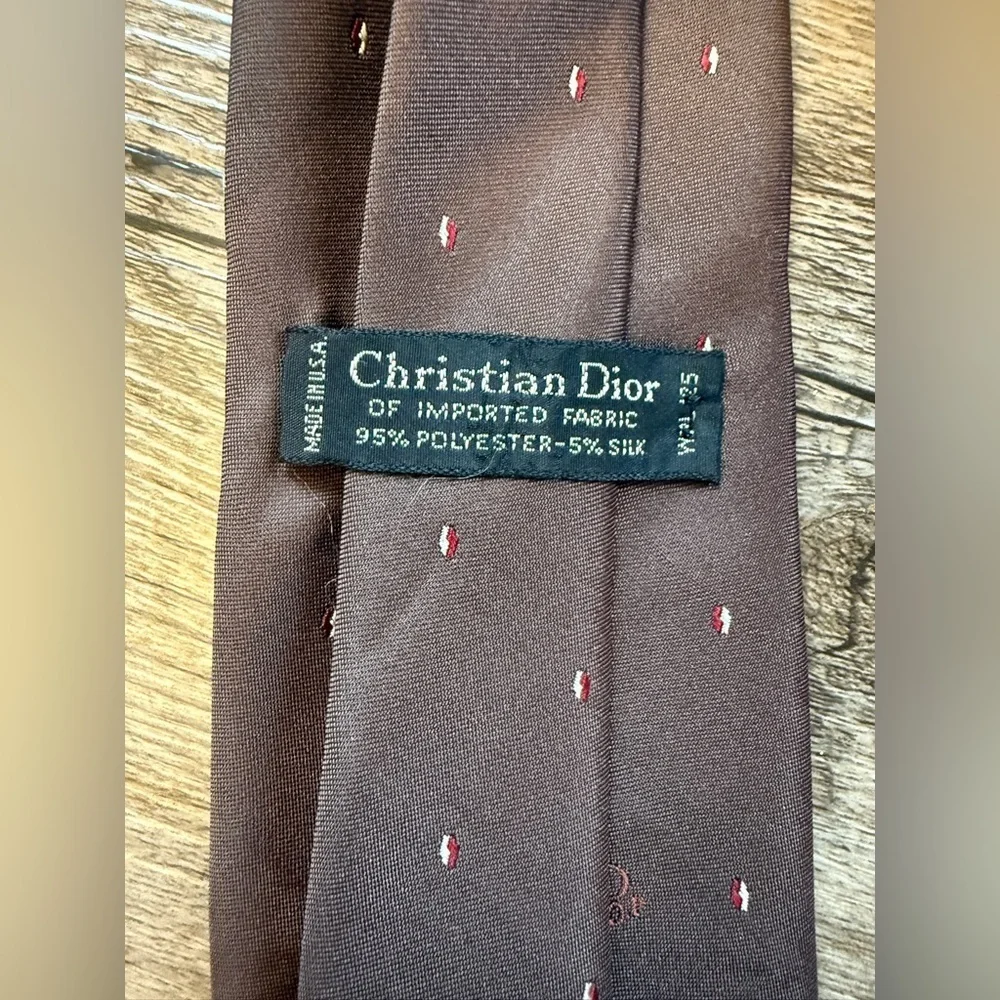 Dior Brown Tie with Subtle Dot Pattern